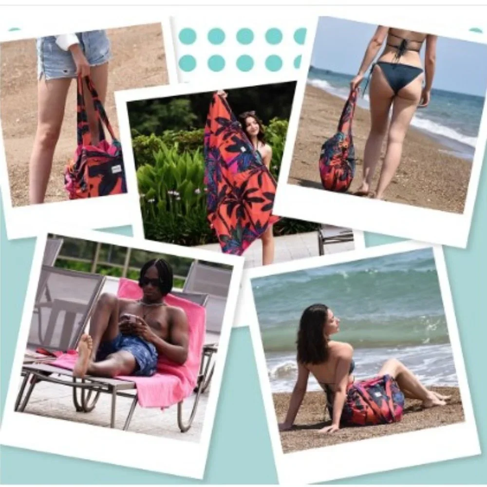 2-in-1 Multi-Functional Turkish Beach Towel Convertible into Beach Bag